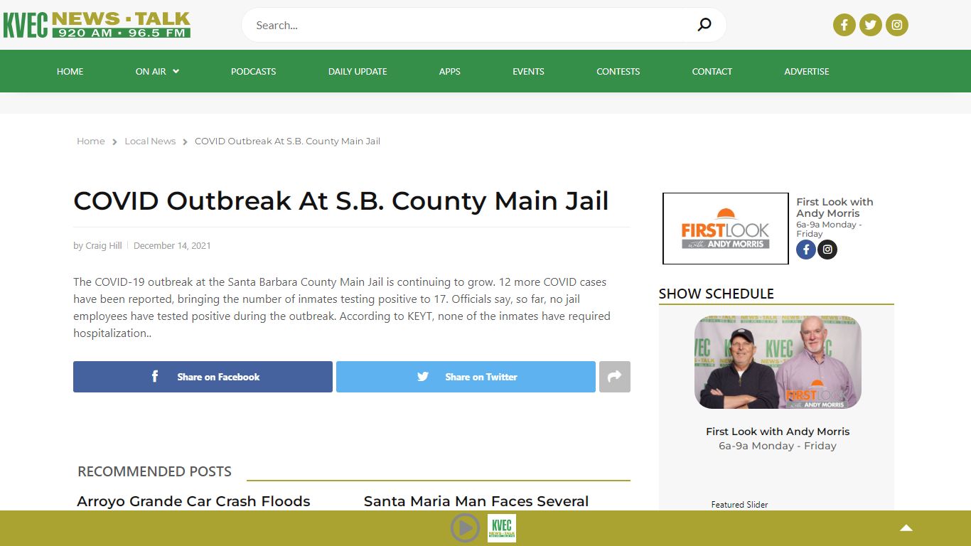 COVID Outbreak At S.B. County Main Jail | KVEC-AM - San ...
