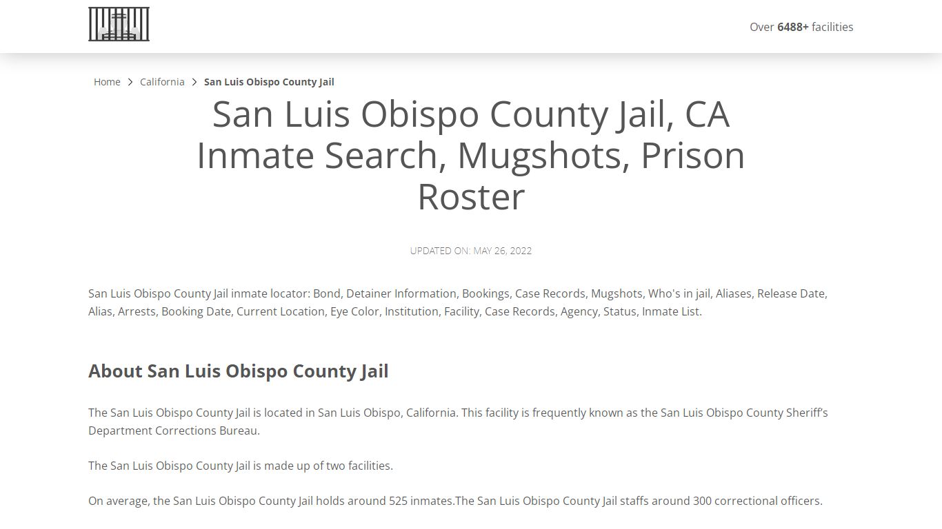 San Luis Obispo County Jail, CA Inmate Search, Mugshots ...